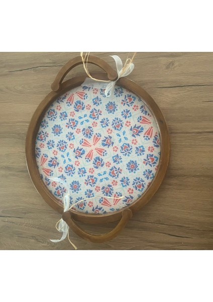 Ahşap El Boyama Sunum Tepsi,servis Tepsi,çay Kahve Sunumluk 48*40