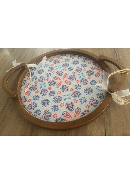 Ahşap El Boyama Sunum Tepsi,servis Tepsi,çay Kahve Sunumluk 48*40 fırsatları