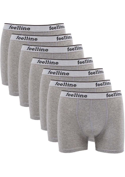 7 Adet Feelline Gri Pamuklu Doğal Likralı Erkek Boxer