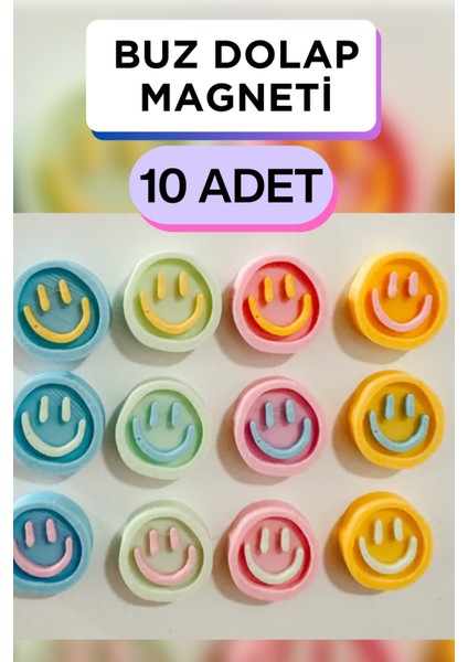 Neodyum Neşeli Yüz Dolap Magneti 10 Adet | Güçlü Dekoratif Buzdolabı Süsü | Eğlenceli Mıknatıs