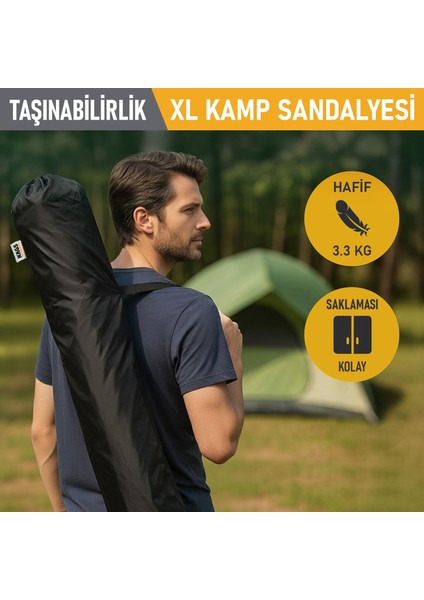 Kamp Sandalyesi, Outdoor, Plaj ve Piknik Için Katlanır Kamp Sandalyesi, Xl Boy- Kırmızı- Kahve