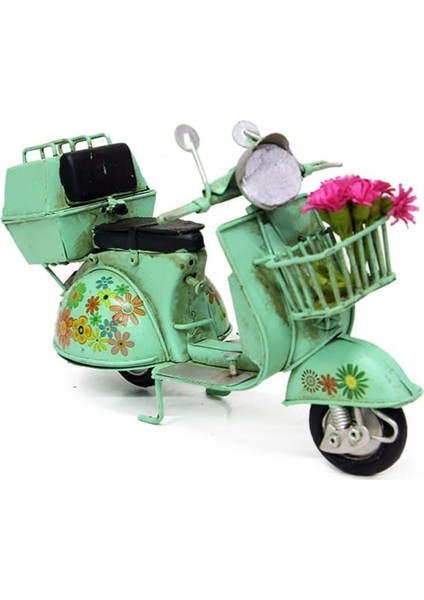 Dekoratif Metal Scooter Sepetli