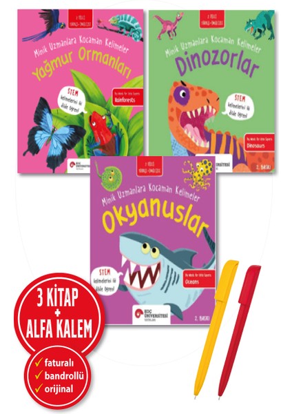 Alfa Kalem+Fran Bromage 3 Kitap (Yağmur Ormanları+Dinozorlar+Okyanuslar) Eğitici Yeni Koç Üni