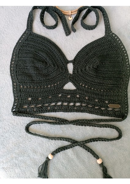 Vip Handmade Nefti Yeşil Crop Top Büstiyer