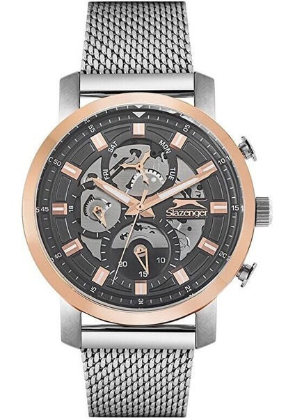 SL.09.1797.2.01 Erkek Kol Saati | Rose Gold & Silver, Mesh Kordon