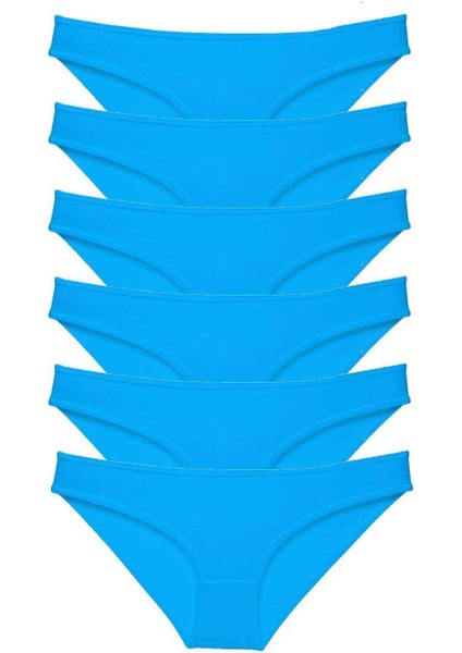 6 Adet Süper Eko Set Likralı Kadın Slip Külot Mavi