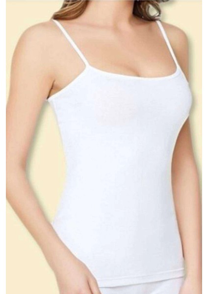 Kota Bayan Ip Askılı Beyaz Battal Atlet 6091