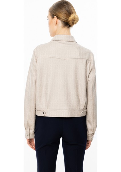 Kadın Kruvaze Yaka Desenli Mont 6012 Kum fırsatları