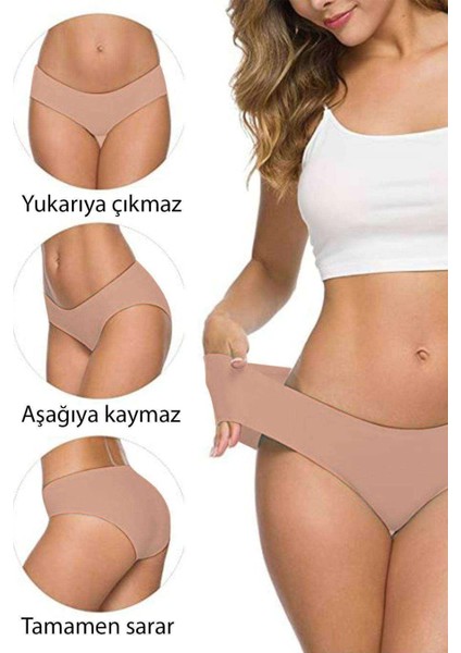 5 Adet Kadın Dikişsiz Lazer Kesim Esnek Iz Yapmayan Külot S2