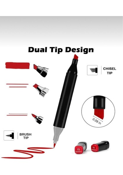 24'lü Fırça Uçlu ve Kalın Uç Çift Taraflı Art Marker Boya Kalem Seti Çantalı ve Standlı fiyatları