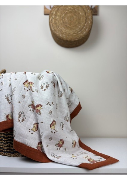 Çift Taraflı Organik %100 Pamuk Müslin Bebek Battaniyesi Çok Amaçlı Müslin Örtü 110X110 cm