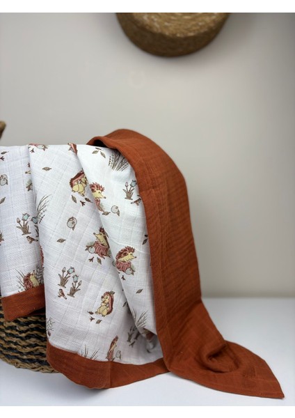 Çift Taraflı Organik %100 Pamuk Müslin Bebek Battaniyesi Çok Amaçlı Müslin Örtü 110X110 cm