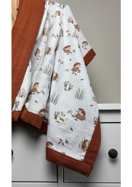 Çift Taraflı Organik %100 Pamuk Müslin Bebek Battaniyesi Çok Amaçlı Müslin Örtü 110X110 cm