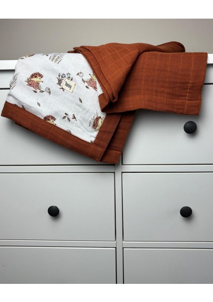 Çift Taraflı Organik %100 Pamuk Müslin Bebek Battaniyesi Çok Amaçlı Müslin Örtü 110X110 cm