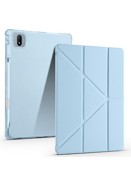 Honor Pad Gt Pro Kılıf Zore Tri Folding Kalem Bölmeli Standlı Kılıf-Mavi