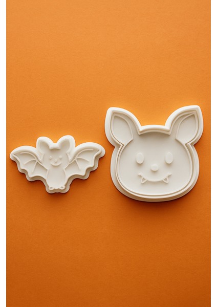 Halloween Kurabiye Kalıbı Seti 2li – Yarasa ve Vampir Yüzlü Kurabiye Hamur Şekillendirme Kalıbı