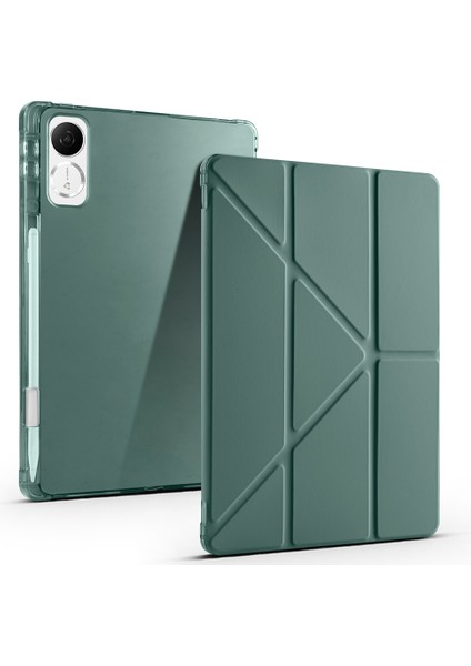 Honor Pad Gt Kılıf Zore Tri Folding Kalem Bölmeli Standlı Kılıf-Koyu Yeşil