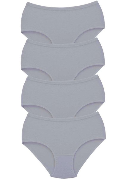 4 Adet Tutku Kadın Yüksek Bel Bato Kalın Lastik Külot Gri