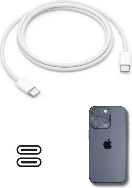 Buffer® Apple 15/15 Pro Type-C To Type-C Hasır Örgü Hızlı Şarj Kablosu (1m)