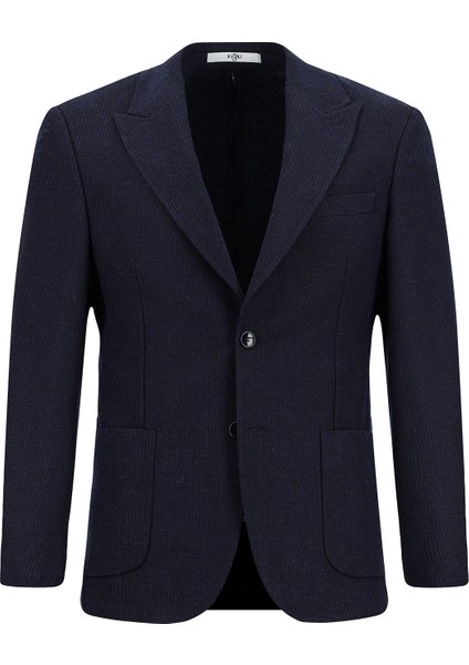 Slim Fit Yünlü Armürlü Ceket