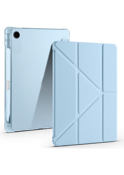 Lenovo Tab TB-311FU Kılıf Zore Tri Folding Kalem Bölmeli Standlı Kılıf-Mavi
