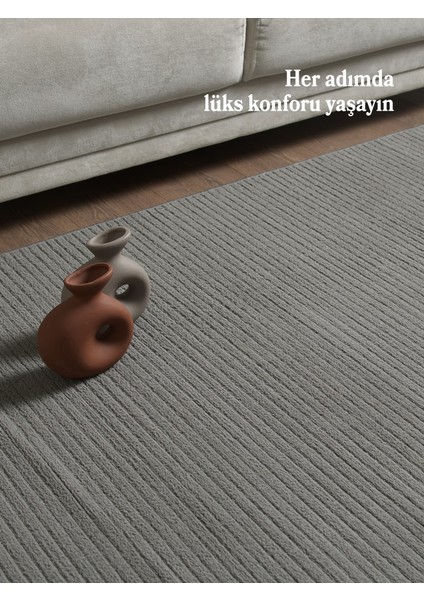 Modern Tasarımlı Salon Mutfak Koridor Halısı Düz Saçaklı Gri Renkli fiyatları