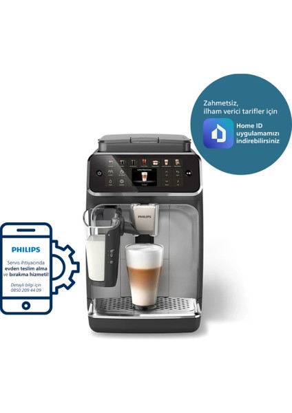 1500W ,15 Bar Basınç 12 Çeşit Kahve Çeşidi 4400 Serisi Lattego EP4446/70 Tam Otomatik Espresso Makinesi