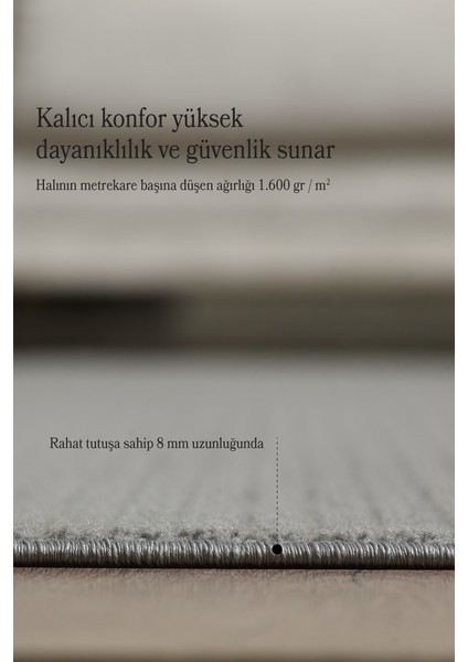 Modern Tasarımlı Salon Mutfak Koridor Halısı Düz Saçaklı Gri Renkli modelleri