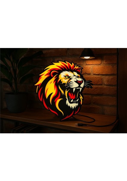 Kükreyen Aslan LED Light Box – Modern Dekoratif Aydınlatma