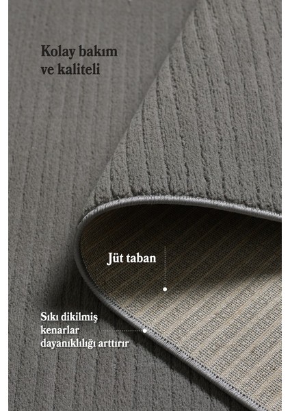 Modern Tasarımlı Salon Mutfak Koridor Halısı Düz Saçaklı Gri Renkli fırsatları