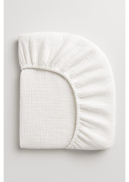 Müslin Lastikli Çarşaf – 70X120 Bebek Yatağı Için | %100 Doğal Pamuk, Ekru