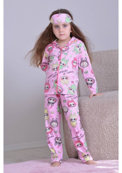 Labubu Kız Çocuk Pijama Takımı Lila-Pembe fiyatları