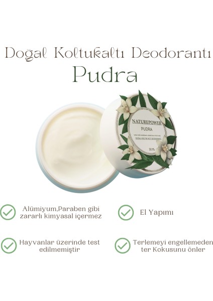 Doğal Krem Deodorant Ter Kokusu Önleyici Koltuk Altı Pudra 50 ml fiyatları