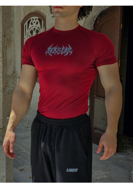 Berserk - Compression Nefes Alan Ultra Esnek Yapı Fitness T-Shirt (Bordo)