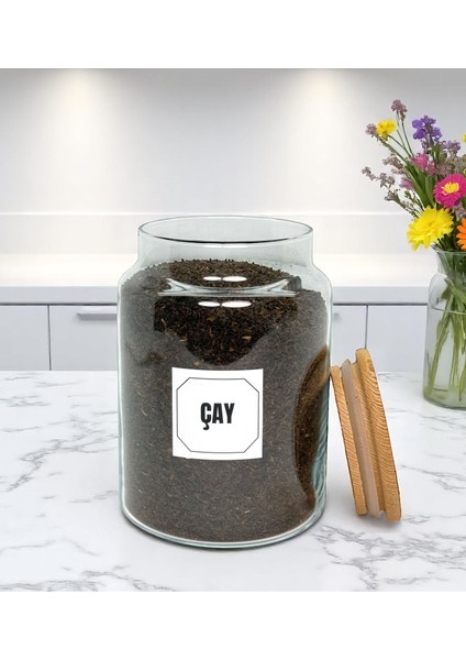 2'li Ahşap Vakum Kapaklı Cam Hazır Kahve Çay Saklama Kavanozu Seti 800 ml Etiket Hediyeli fiyatları