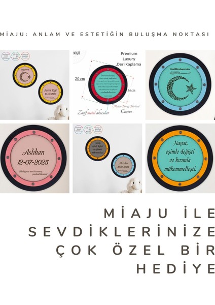 Besmele Yazılı, Ayyıldızlı ve Kelime-I Tevhid Motifli Kişiye Özel Kapı Duvar Süsü, Bebeğe Hediye fiyatları