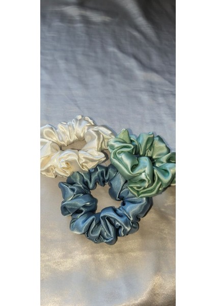 3'lü Saten Scrunchie Toka Seti - Beyaz, Açık Mavi, Su Yeşili | Saç Lastiği ve Saç Aksesuarı modelleri