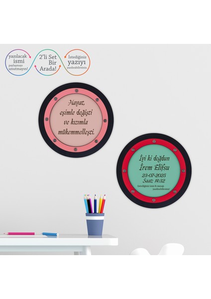 Mutluluk Temalı, Hayat Eşimle Değişti Kızımla Mükemmelleşti, Isim Yazılabilen Bebek Oda Duvar Dekoru