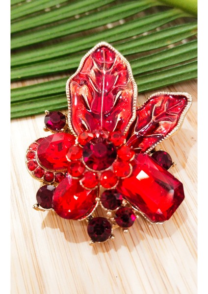 Kırmızı Çiçek Figürlü Broş fiyatları