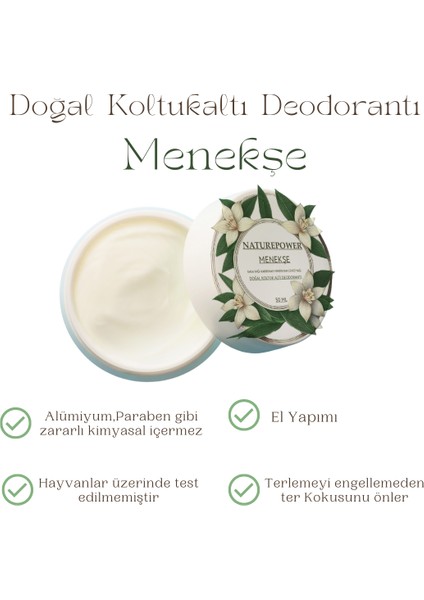 Doğal Krem Deodorant Ter Kokusu Önleyici Koltuk Altı Menekşe Kokulu 50 ml
