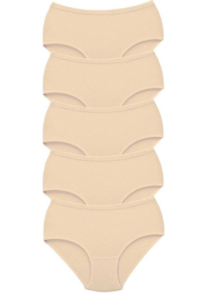 5 Adet Tutku Kadın Yüksek Bel Bato Kalın Lastik Külot Ten