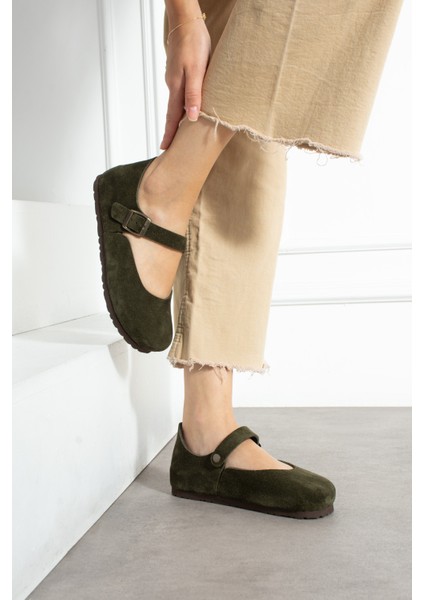 Ottawa Hakiki Deri Mantar Taban Ortopedik Kadın Babet