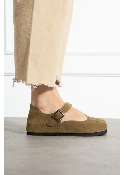 Ottawa Hakiki Deri Mantar Taban Ortopedik Kadın Babet