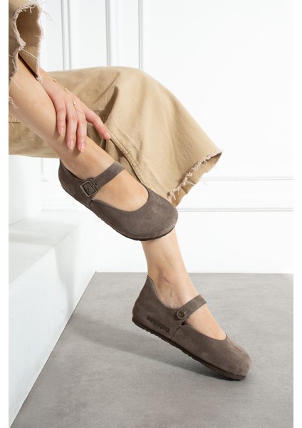 Ottawa Hakiki Deri Mantar Taban Ortopedik Kadın Babet