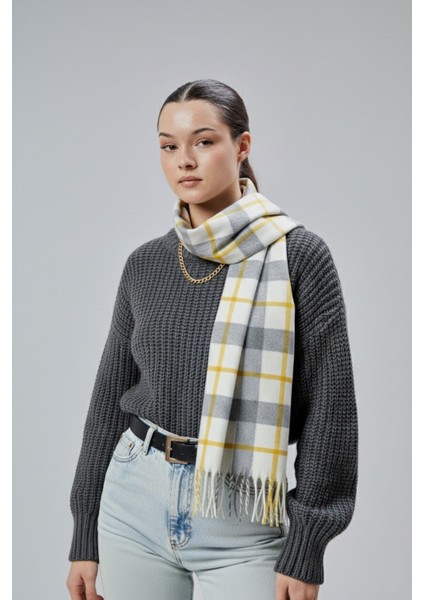Kadın Yumuşak Dokulu Ekose Model Kışlık Şal