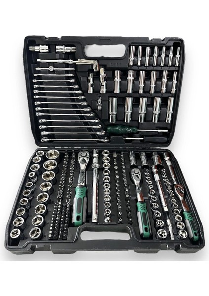 Tam Profesiyonel Germany 72 Diş Eğik Cırcır 216 Parça Lokma Takımı Oto Tamirci Tam Set 1/2-3/8-1/4