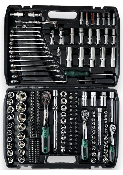 Tam Profesiyonel Germany 72 Diş Eğik Cırcır 216 Parça Lokma Takımı Oto Tamirci Tam Set 1/2-3/8-1/4 modelleri