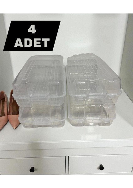 Şeffaf Ayakkabı Saklama Kutusu - 4'lü Set ( Kadın )