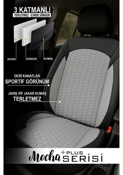 Ssangyong Kyron (Facelift 2007) 2.3i 16V (150) 2012 Uyumlu Moka Plas Serisi Gri Oto Kılıfı Tam Set fiyatları