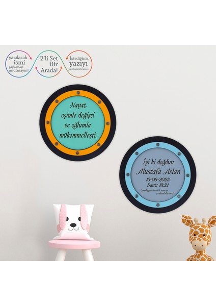 Hayatımıza Anlam Katan Ailemize Özel, Oğul Temalı, Isimler Yazılabilir Bebek Oda Duvar Dekoru